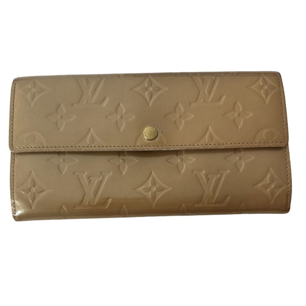 Louis Vuitton Wallet Yellow Gold Vernis Monogram Organizer Slots Pocket 3 Fold‎